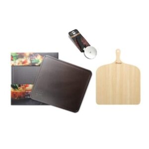 ערכת חבילת אפייה משטח פיצה ואפייה, חותך פיצה ומרדה מעץ Eppicotispai איטליה