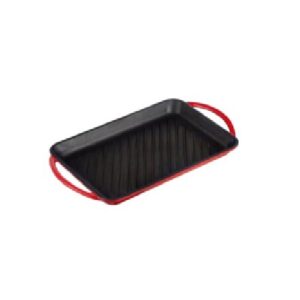 תבנית מלבנית פסים עם ידיות מצופה אמייל מברזל יצוק 33X23