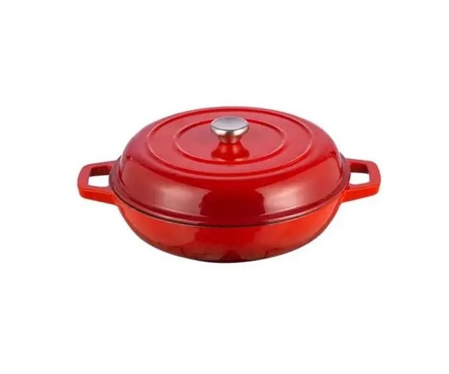 סוטאז' צרפתי חדש 28 ס''מ מברזל יצוק מצופה אמייל מבית CARNE - צבע אדום