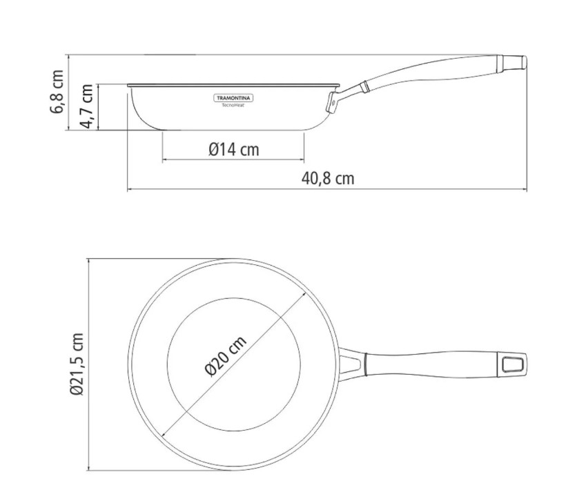 מחבת טרמונטינה נירוסטה 20 סמ מידות
