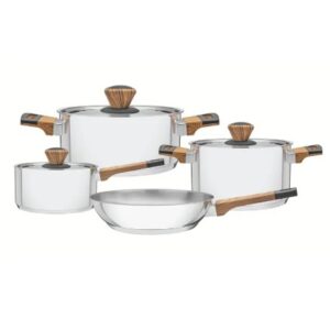 סט סירים מאלומיניום 4 חלקים בשילוב מראה עץ Tramontina Pot Set