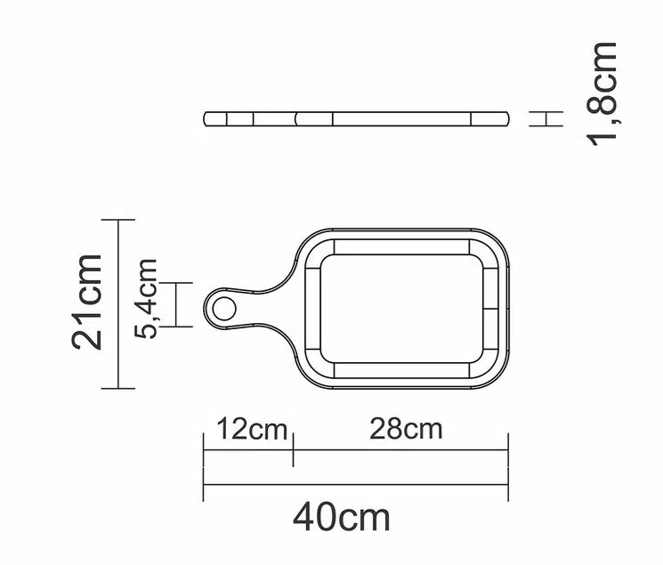 מידות קרש חיתוך עם ידית טרמונטינה