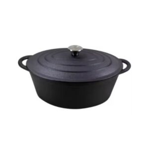 סיר ברזל יצוק אובלי 5 ליטר מצופה אמייל שחור כולל מכסה