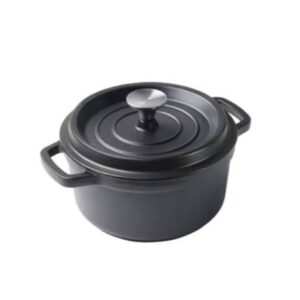 סיר ברזל יצוק עגול 5 ליטר בציפוי אמייל שחור כולל מכסה