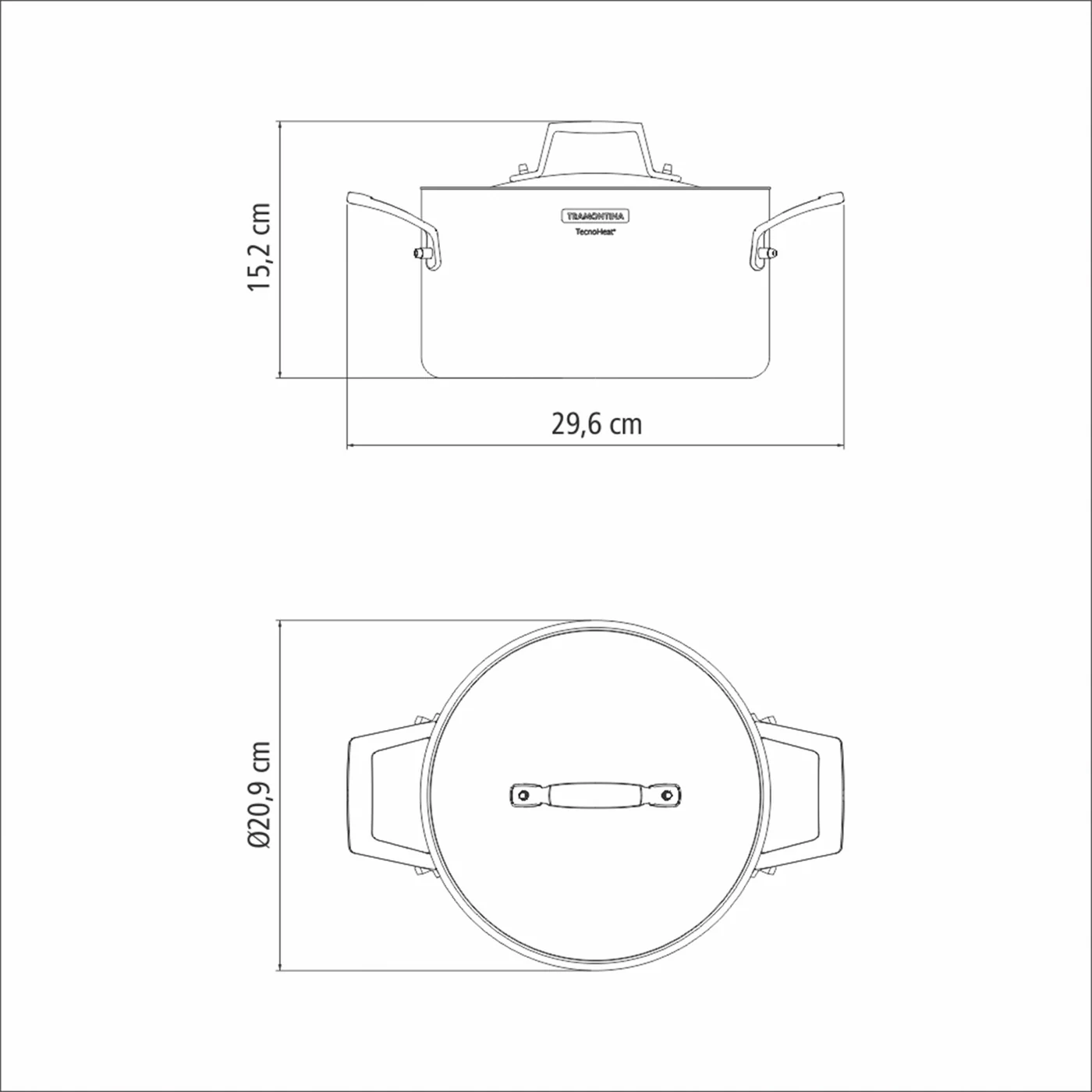 סיר קסרול נירוסטה 3 שכבות טרמונטינה Tramontina Casserole Pot 20 סמ מידות של המקצועים