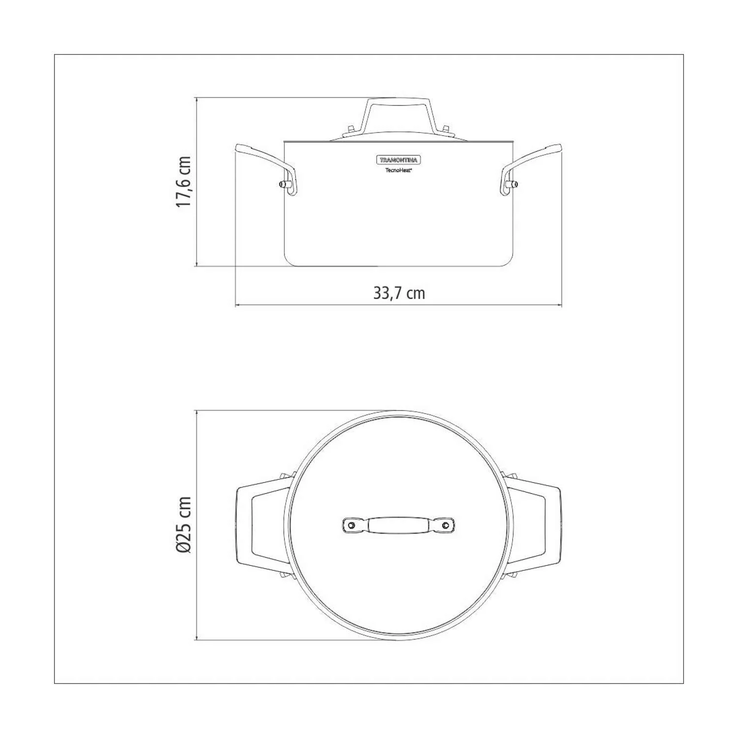 סיר קסרול נירוסטה 3 שכבות טרמונטינה Tramontina Casserole Pot 24 אריזה מידות