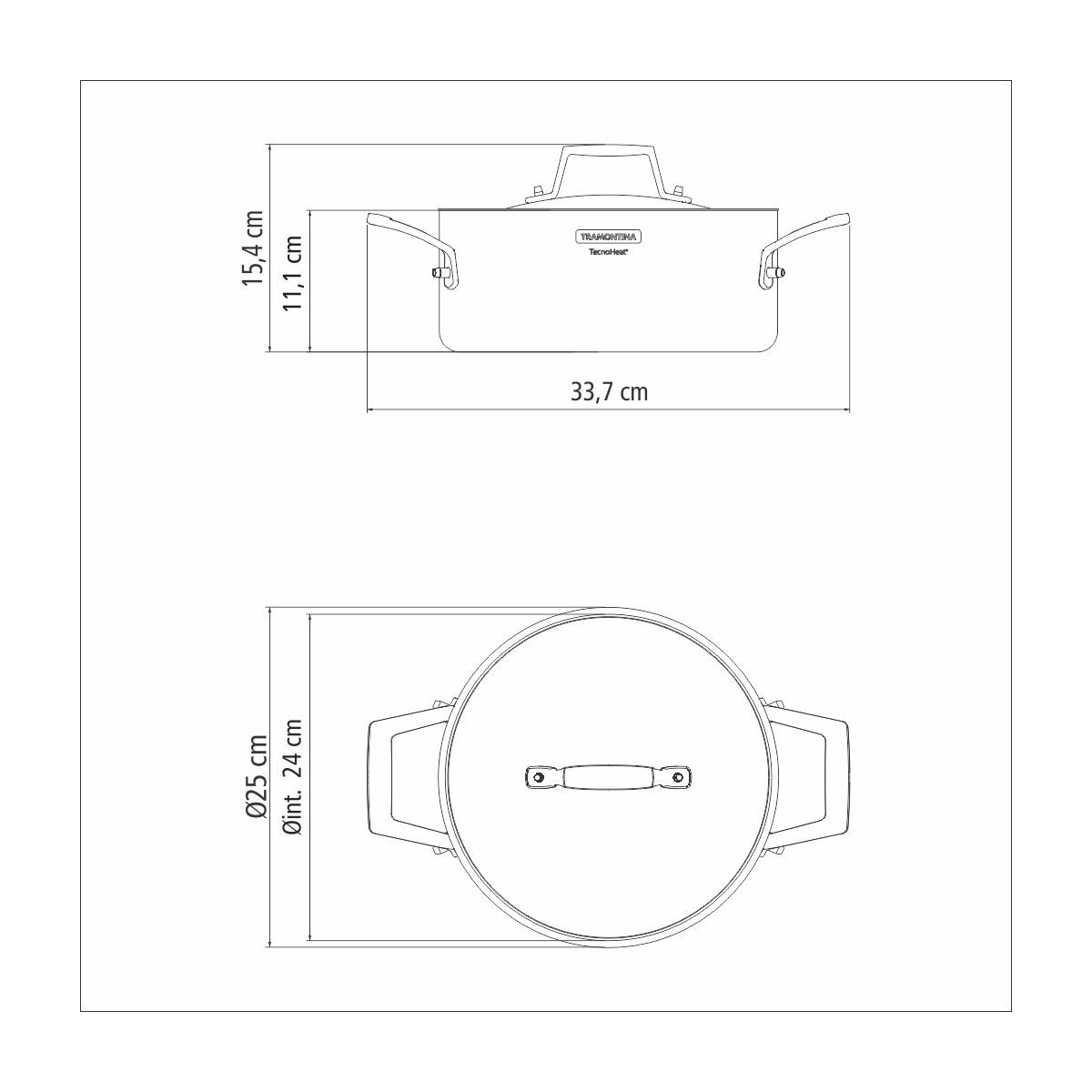סיר קסרול נמוך נירוסטה 3 שכבות מידות קוק פרו טרמונטינה Tramontina Casserole Pot