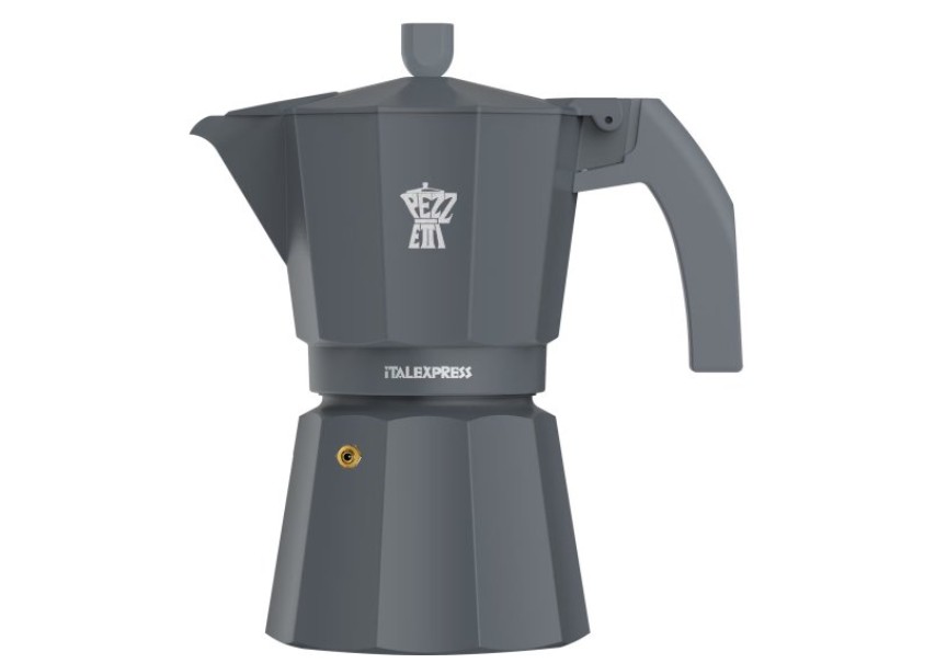 מקינטה אלומיניום 3 כוסות סדרת ITALEXPRESS מבית Pezzetti עכבר אפור